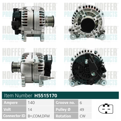 HOFFER generátor - H5515170 - TothCarparts