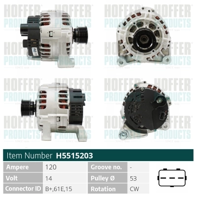 HOFFER generátor - H5515203 - TothCarparts