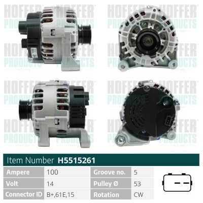 HOFFER generátor - H5515261 - TothCarparts