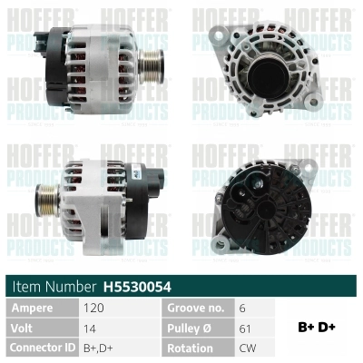 HOFFER generátor - H5530054 - TothCarparts