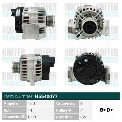 HOFFER generátor - H5540077 - TothCarparts