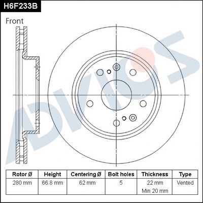 ADVICS féktárcsa - H6F233B - TothCarparts