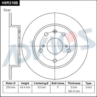 ADVICS féktárcsa - H6R216B - TothCarparts