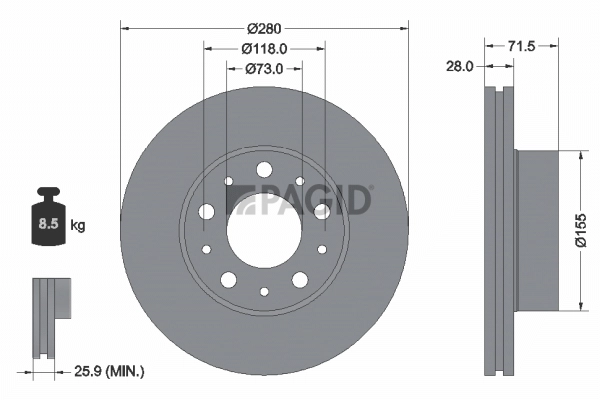 PAGID féktárcsa - 55861NC - TothCarparts