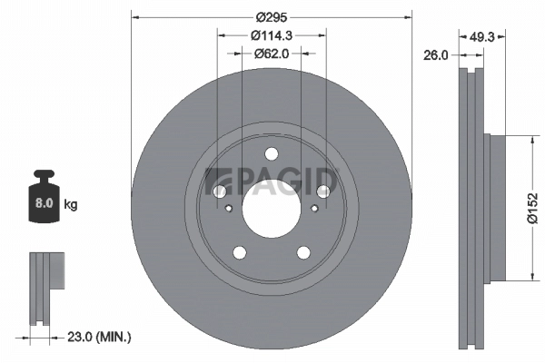 PAGID féktárcsa - 54639NC - TothCarparts