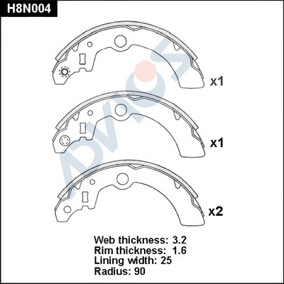 ADVICS fékpofakészlet - H8N004 - TothCarparts