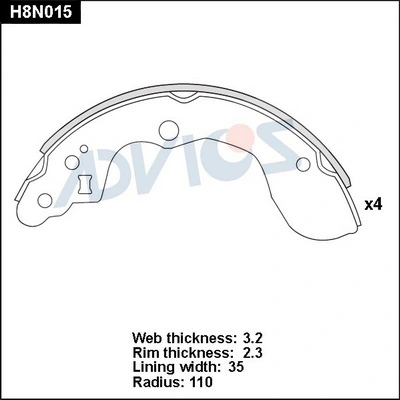 ADVICS fékpofakészlet - H8N015 - TothCarparts