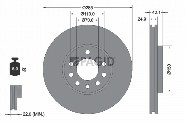 PAGID féktárcsa - 54187NHC - TothCarparts