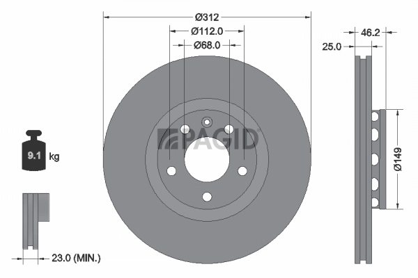 PAGID féktárcsa - 50310NHC - TothCarparts