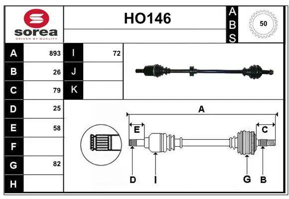 SERA hajtótengely - HO146 - TothCarparts
