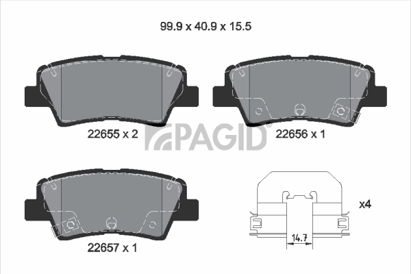 PAGID fékbetétkészlet, tárcsafék - T2696N - TothCarparts