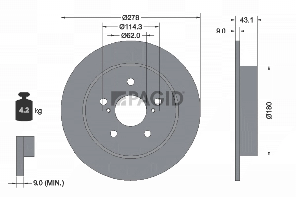 PAGID féktárcsa - 55223N - TothCarparts