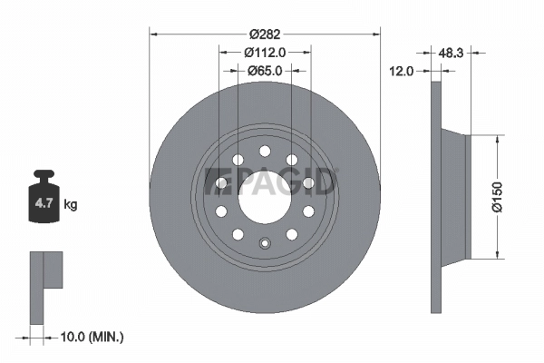 PAGID féktárcsa - 54408NC - TothCarparts