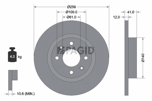 PAGID féktárcsa - 54751NC - TothCarparts