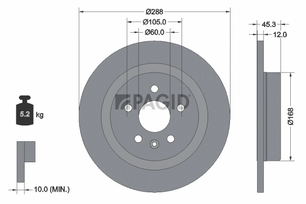 PAGID féktárcsa - 55752NC - TothCarparts