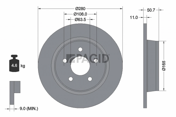 PAGID féktárcsa - 55389NC - TothCarparts