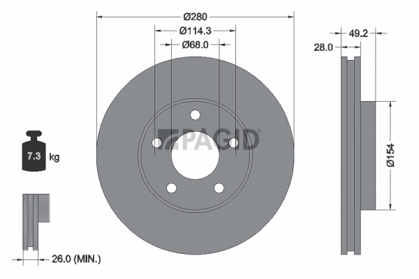 PAGID féktárcsa - 50343NC - TothCarparts