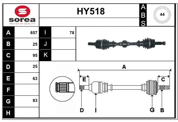 SERA hajtótengely - HY518 - TothCarparts
