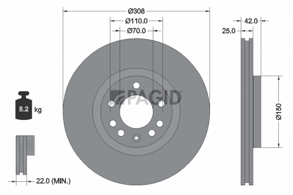PAGID féktárcsa - 50358NHC - TothCarparts