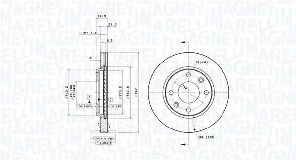 MAGNETI MARELLI féktárcsa - 360406193901 - TothCarparts