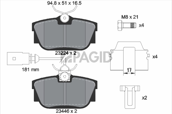 PAGID fékbetétkészlet, tárcsafék - T5135N - TothCarparts