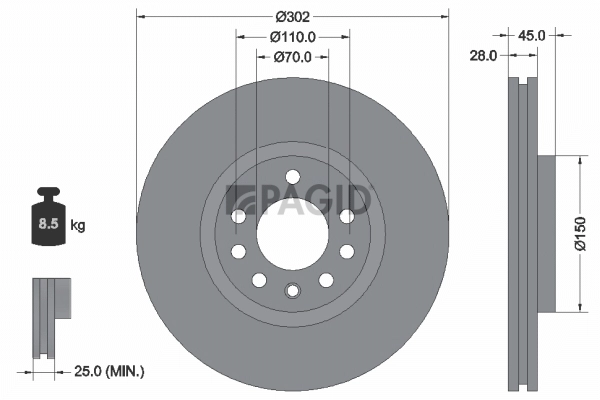 PAGID féktárcsa - 54183NC - TothCarparts