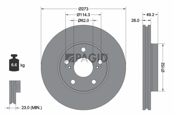 PAGID féktárcsa - 54637NC - TothCarparts