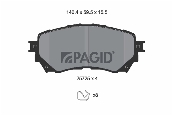 PAGID fékbetétkészlet, tárcsafék - T2284N - TothCarparts