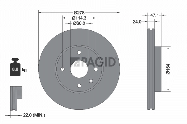PAGID féktárcsa - 55273NC - TothCarparts