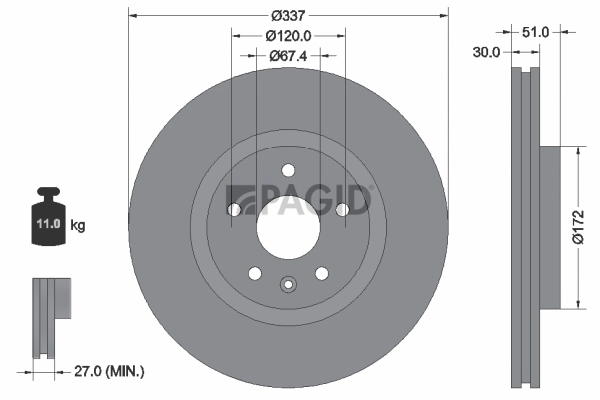 PAGID féktárcsa - 54871NC - TothCarparts