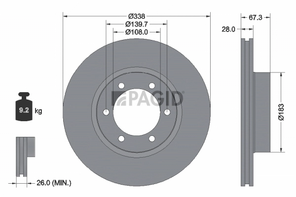 PAGID féktárcsa - 54373NC - TothCarparts