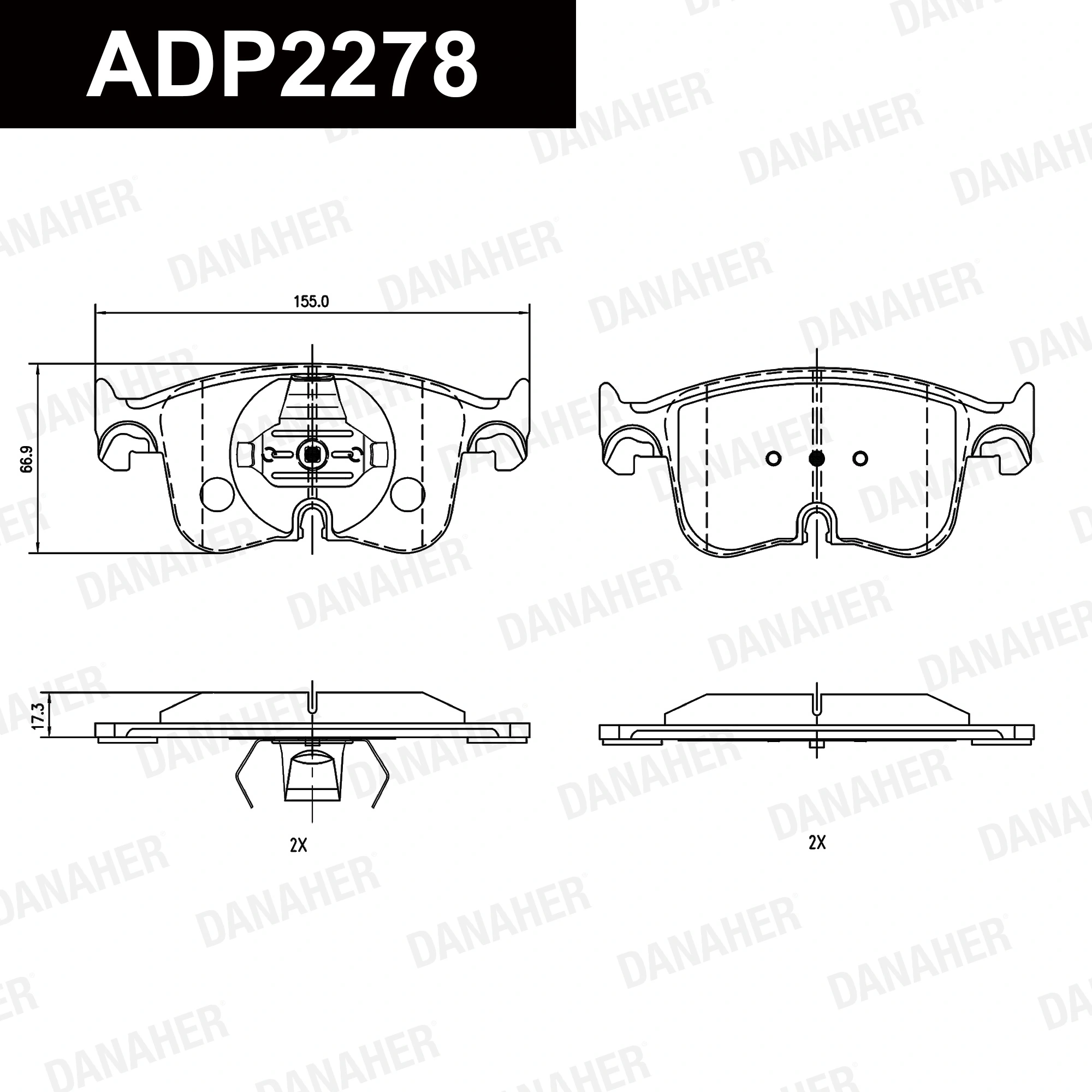 DANAHER fékbetétkészlet, tárcsafék - ADP2278 - TothCarparts