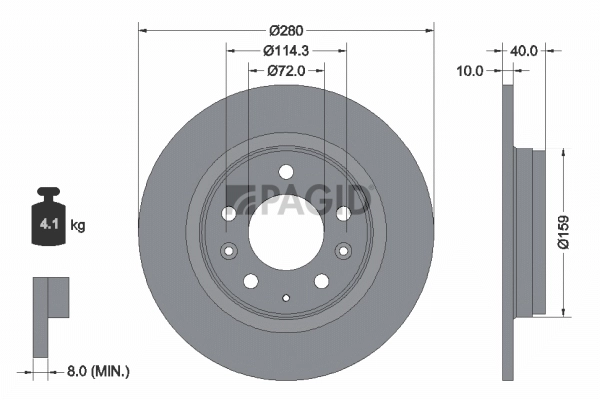 PAGID féktárcsa - 54256NC - TothCarparts