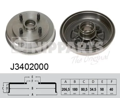 NIPPARTS fékdob - J3402000 - TothCarparts