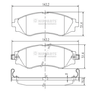NIPPARTS fékbetétkészlet, tárcsafék - J3600902 - TothCarparts