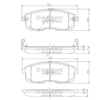 NIPPARTS fékbetétkészlet, tárcsafék - J3601044 - TothCarparts