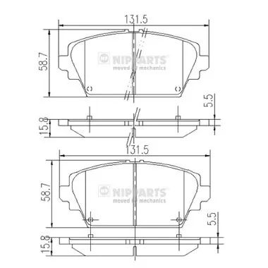 NIPPARTS fékbetétkészlet, tárcsafék - J3601072 - TothCarparts