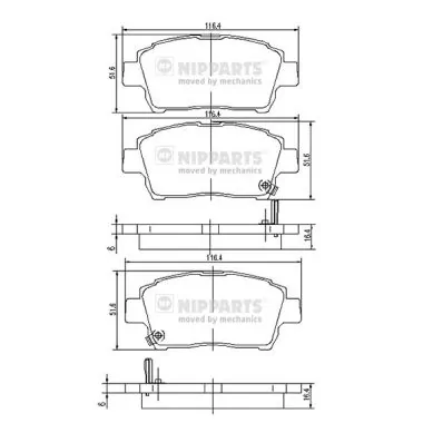 NIPPARTS fékbetétkészlet, tárcsafék - J3602088 - TothCarparts