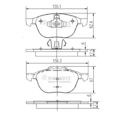 NIPPARTS fékbetétkészlet, tárcsafék - J3603063 - TothCarparts