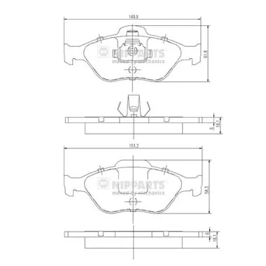NIPPARTS fékbetétkészlet, tárcsafék - J3603065 - TothCarparts