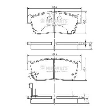 NIPPARTS fékbetétkészlet, tárcsafék - J3608021 - TothCarparts