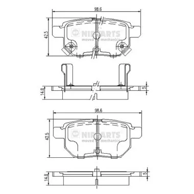 NIPPARTS fékbetétkészlet, tárcsafék - J3612034 - TothCarparts