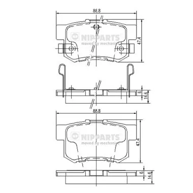 NIPPARTS fékbetétkészlet, tárcsafék - J3614008 - TothCarparts