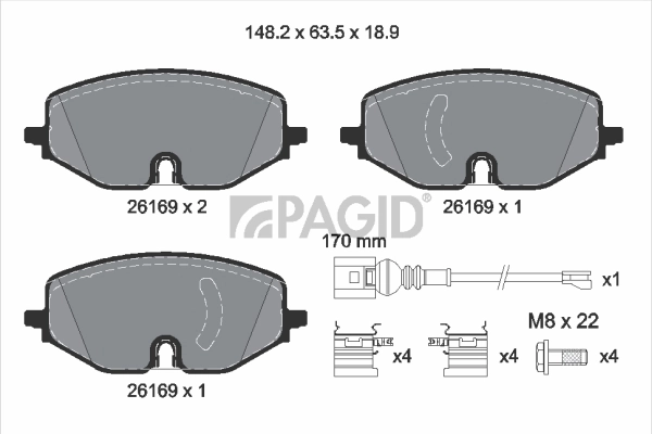 PAGID fékbetétkészlet, tárcsafék - T2892N - TothCarparts