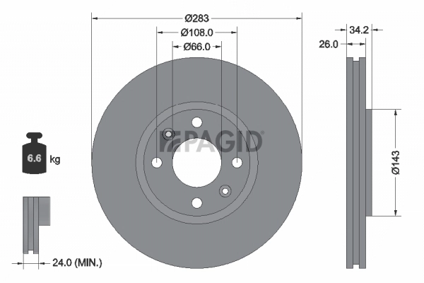 PAGID féktárcsa - 50365NC - TothCarparts