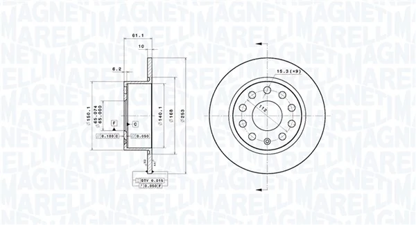 MAGNETI MARELLI féktárcsa - 360406196301 - TothCarparts