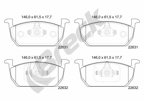 BRECK fékbetétkészlet, tárcsafék - 22631 00 701 00 - TothCarparts