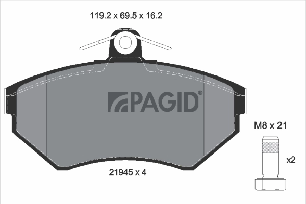 PAGID fékbetétkészlet, tárcsafék - T5095N - TothCarparts