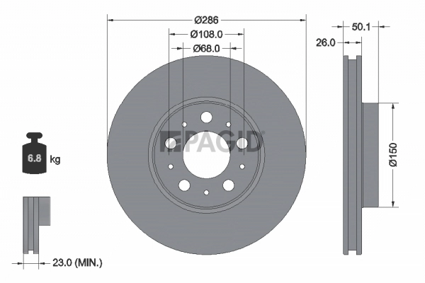 PAGID féktárcsa - 50282NC - TothCarparts