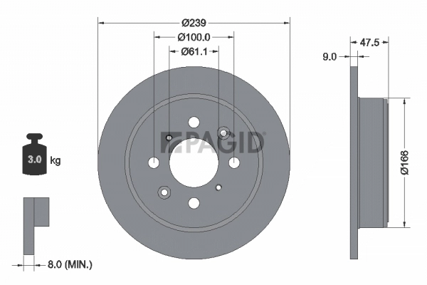 PAGID féktárcsa - 51122NC - TothCarparts